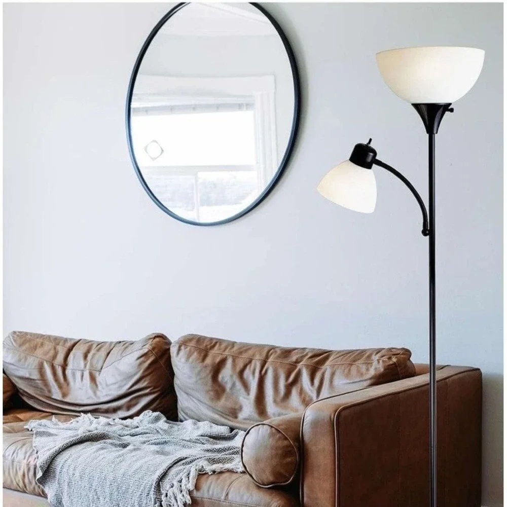 Newhouse Lighting 71 in. Torchiere William Standing‎ Floor Lamp in Black Color